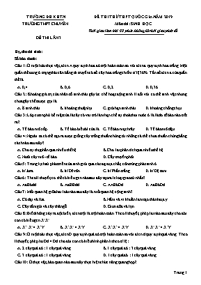 Đề thi thử THPT Quốc gia môn Sinh học năm 2019 lần 3 - Trường ĐH KHTN